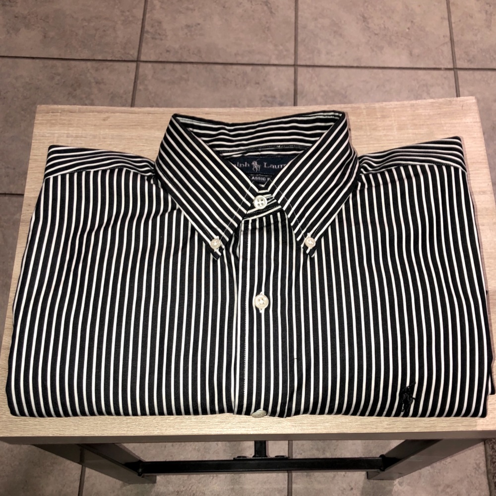 Ralph Lauren polo black&white striped dress shirt